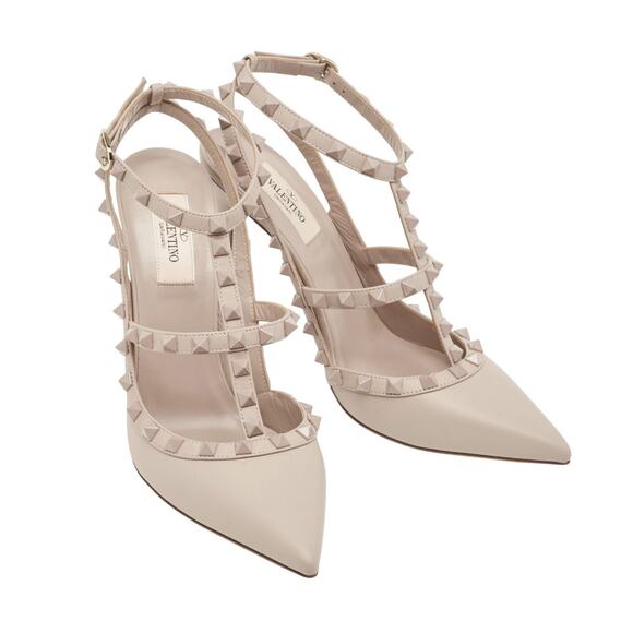 Valentino Garavani NIB Dusty Pink Leather Rockstud Caged Heels Pumps 38 NEW - Picture 4 of 8